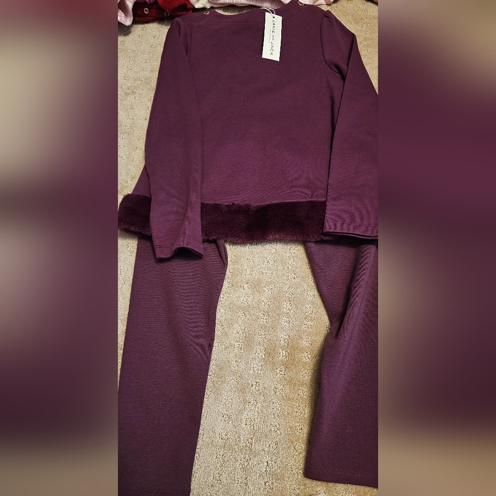 NWT Janie and Jack Girl 2pc set with fur trim sz 10 *CROSS POSTED FOR LESS*